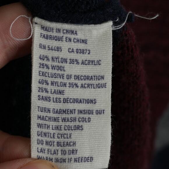 American Eagle Sweater Mens XL Athletic Fit Striped Wool Blend Cozy Gorpcore - Picture 5 of 8